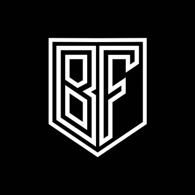 BF Harfi Logo monogram kalkan geometrik çizgisi kalkan izole edilmiş biçim tasarım şablonu