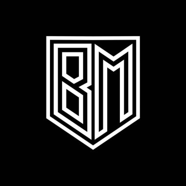 BM Harfi Logosu monogram kalkan geometrik çizgisi kalkan izole edilmiş biçim tasarım şablonu