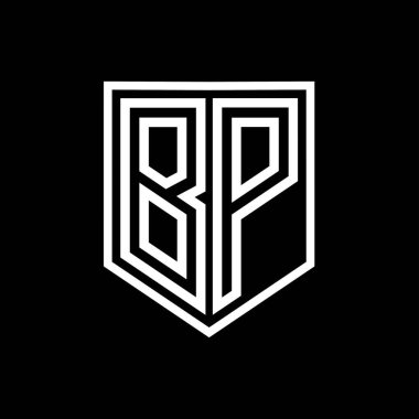 BP Harfi Logosu monogram kalkan geometrik çizgisi kalkan izole edilmiş biçim tasarım şablonu