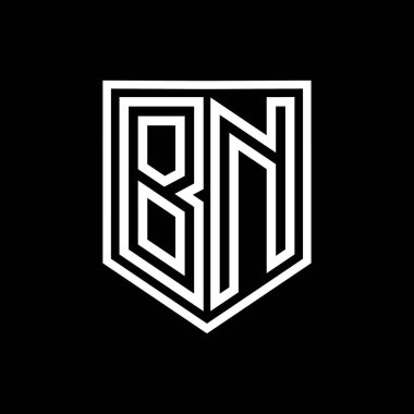 BN Harfi Logosu monogram kalkan geometrik çizgisi kalkan izole edilmiş biçim tasarım şablonu