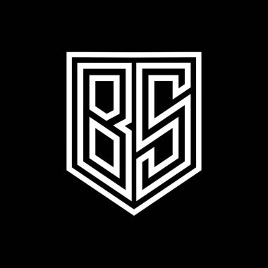 BS Harfi Logo monogram kalkan geometrik çizgisi kalkan izole edilmiş biçim tasarım şablonu