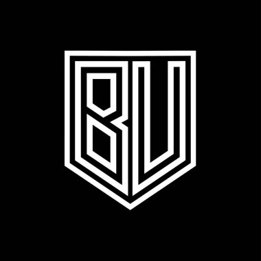 BU Letter Logo monogram kalkan geometrik çizgisi kalkan izole edilmiş biçim tasarım şablonu
