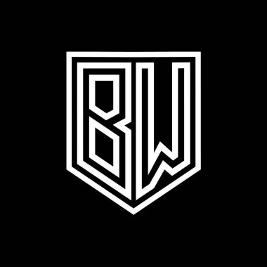 BW Harfi Logo monogram kalkan geometrik çizgisi kalkan izole edilmiş biçim tasarım şablonu