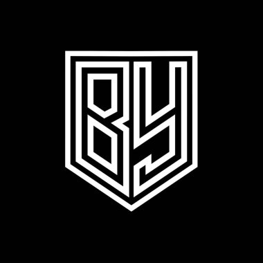 Harfle Logo monogram kalkan geometrik satır içinde kalkan izole biçim tasarım şablonu