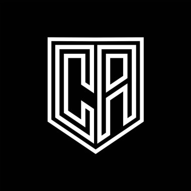 CA Harfi Logo monogram kalkan geometrik çizgisi kalkan izole edilmiş biçim tasarım şablonu