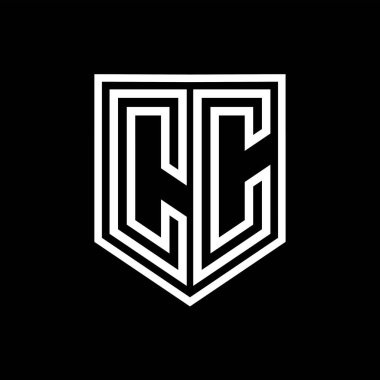 CC Harfi Logo monogram kalkan geometrik çizgisi kalkan izole edilmiş biçim tasarım şablonu
