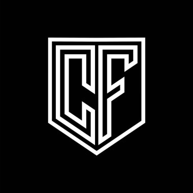 CF Harfi Logo monogram kalkan geometrik çizgisi kalkan izole edilmiş biçim tasarım şablonu