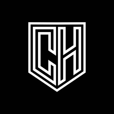 CH Harfi Logosu monogram kalkan geometrik çizgisi kalkan izole edilmiş biçim tasarım şablonu