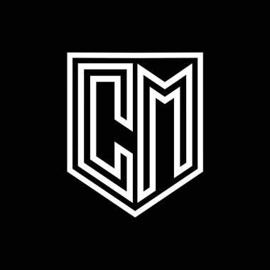 CM Harfli Logo monogram kalkan geometrik çizgisi kalkan izole edilmiş biçim tasarım şablonu