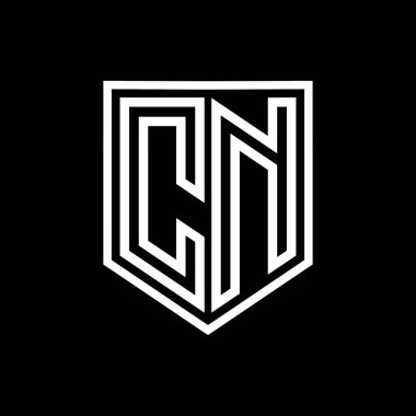CN Harfi Logosu monogram kalkan geometrik çizgisi kalkan izole edilmiş biçim tasarım şablonu