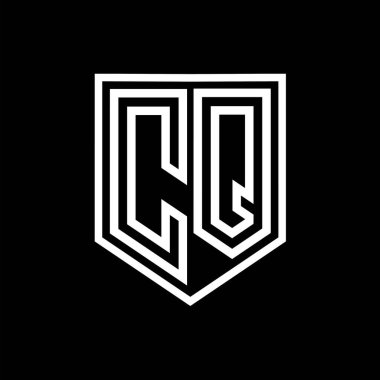 CQ Harfi Logo monogram kalkan geometrik çizgisi kalkan izole edilmiş biçim tasarım şablonu