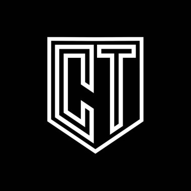 CT Harfi Logo monogram kalkan geometrik çizgisi kalkan izole edilmiş biçim tasarım şablonu