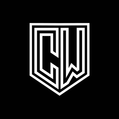 CW Harf Logosu monogram kalkan geometrik çizgisi kalkan izole edilmiş biçim tasarım şablonu