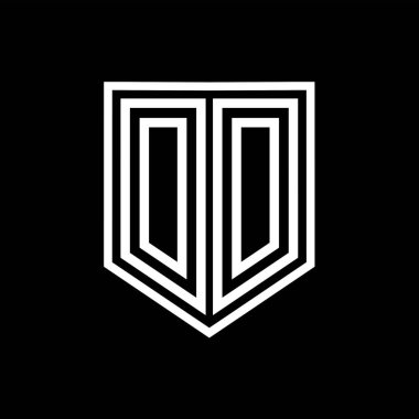 DD Harfi Logosu monogram kalkan geometrik çizgisi kalkan izole edilmiş biçim tasarım şablonu