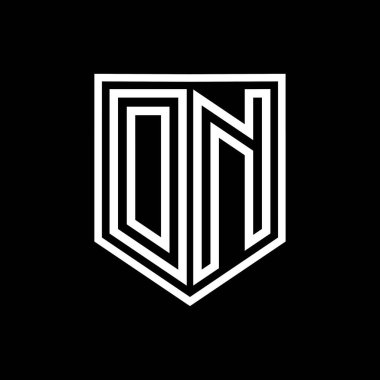 Kalkanın içindeki DN Harfi Logo monogram kalkan geometrik çizgisi izole edilmiş biçim tasarım şablonu