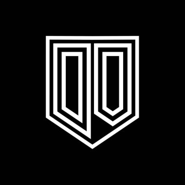 DO Harfi Logosu monogram kalkan geometrik çizgisi kalkan izole edilmiş biçim tasarım şablonu
