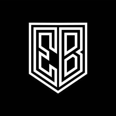 EB Harfi Logo monogram kalkan geometrik çizgisi kalkan izole edilmiş biçim tasarım şablonu