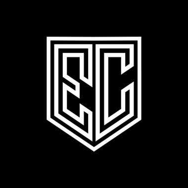 EC Letter Logo monogram kalkan geometrik çizgisi kalkan izole biçim tasarım şablonu