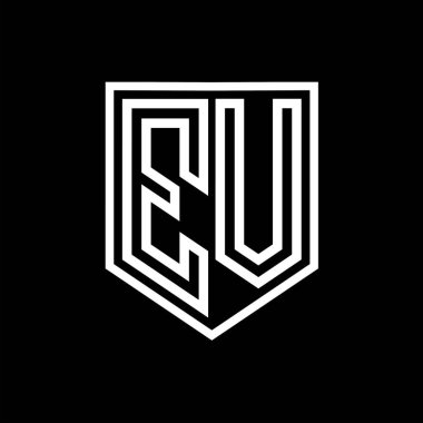 EV Letter Logo monogram kalkan geometrik çizgisi kalkan izole edilmiş biçim tasarım şablonu