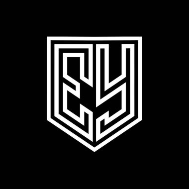 EY Letter Logo monogram kalkan geometrik çizgisi kalkan izole edilmiş biçim tasarım şablonu