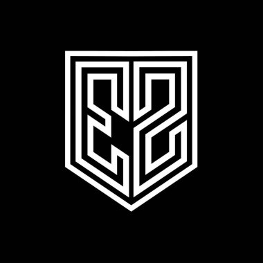 EZ Harf Logosu monogram kalkan geometrik çizgisi kalkan izole edilmiş biçim tasarım şablonu