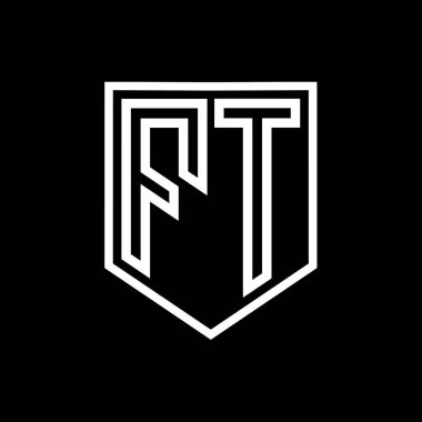 FT Letter Logo monogram kalkan geometrik çizgisi kalkan izole edilmiş biçim tasarım şablonu