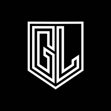 GL Harfi Logosu monogram kalkan geometrik çizgisi kalkan izole edilmiş biçim tasarım şablonu