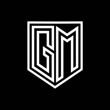 GM Harf Logosu monogram kalkan geometrik çizgisi kalkan izole edilmiş biçim tasarım şablonu