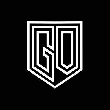 GO Harfi Logo monogram kalkan geometrik çizgisi kalkan izole edilmiş biçim tasarım şablonu