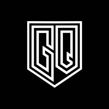 GQ Harfi Logo monogram kalkan geometrik çizgisi kalkan izole edilmiş biçim tasarım şablonu