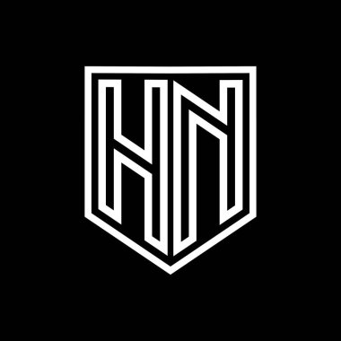 HN Harfli Logo monogram kalkan geometrik çizgisi kalkan izole edilmiş biçim tasarım şablonu