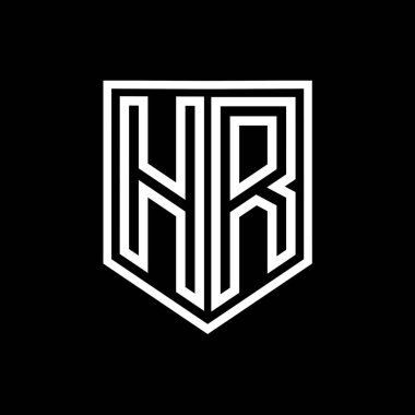 HR Letter logo monogram kalkan geometrik çizgi kalkan izole biçim tasarım şablonu