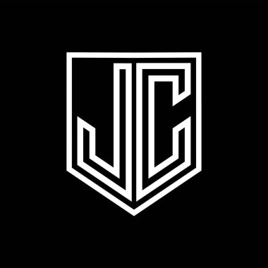 JC Letter Logo monogram kalkan geometrik çizgisi kalkan izole edilmiş biçim tasarım şablonu