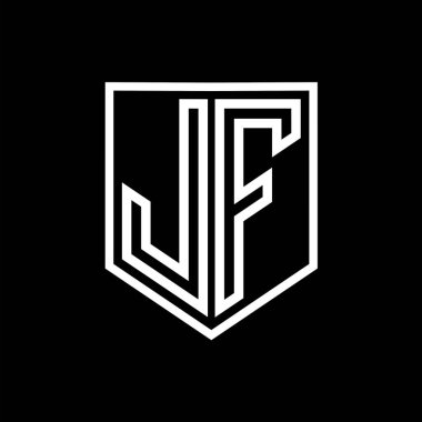 JF Letter Logo monogram kalkan geometrik çizgisi kalkan izole edilmiş biçim tasarım şablonu