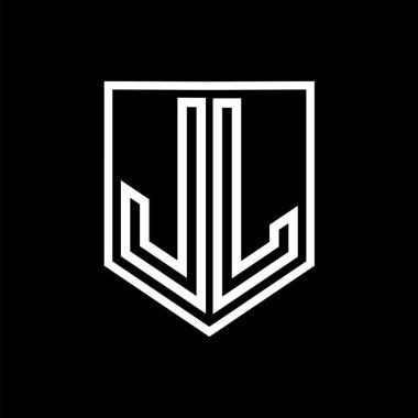 JL Letter Logo monogram kalkan geometrik çizgisi kalkan izole edilmiş biçim tasarım şablonu