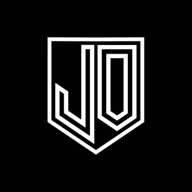 JO Letter Logo monogram kalkan geometrik çizgisi kalkan izole edilmiş biçim tasarım şablonu