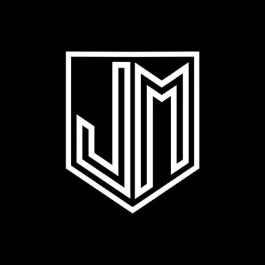 JM Letter Logo monogram kalkan geometrik çizgi içinde izole edilmiş biçim tasarım şablonu