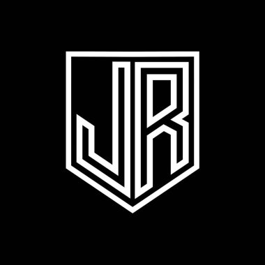 JR Letter Logo monogram kalkan geometrik çizgi kalkan izole biçim tasarım şablonu