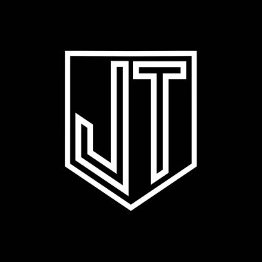 JT Letter Logo monogram kalkan geometrik çizgisi kalkan izole edilmiş biçim tasarım şablonu