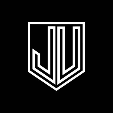 JU Letter Logo monogram kalkan geometrik çizgi kalkan izole biçim tasarım şablonu