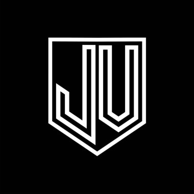JV Letter Logo monogram kalkan geometrik çizgi kalkan izole biçim tasarım şablonu