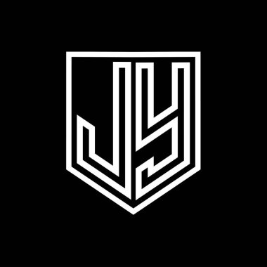 JY Letter Logo monogram kalkan geometrik çizgi kalkan izole biçim tasarım şablonu