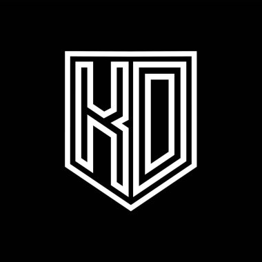 KD Harf Logosu monogram kalkan geometrik çizgisi kalkan izole edilmiş biçim tasarım şablonu