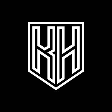KH Harfi Logo monogram kalkan geometrik çizgisi kalkan izole edilmiş biçim tasarım şablonu