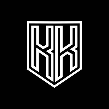 KK Harfi Logosu monogram kalkan geometrik çizgisi kalkan izole edilmiş biçim tasarım şablonu