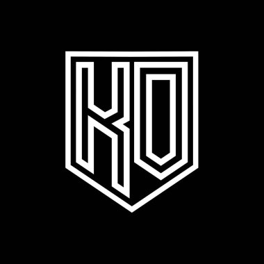 KO Harfi Logo monogram kalkan geometrik çizgisi kalkan izole edilmiş biçim tasarım şablonu