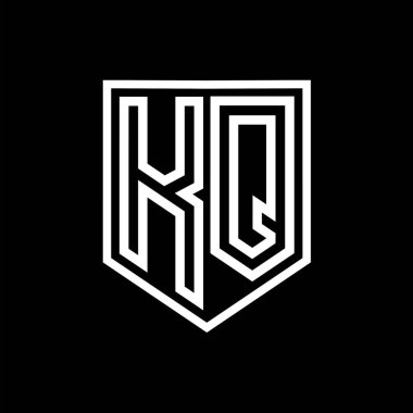 KQ Harfi Logo monogram kalkan geometrik çizgisi kalkan izole edilmiş biçim tasarım şablonu
