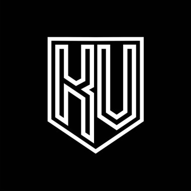 KV Letter Logo monogram kalkan geometrik çizgisi kalkan izole edilmiş biçim tasarım şablonu