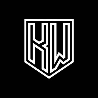 KW Harf Logosu monogram kalkan geometrik çizgisi kalkan izole edilmiş biçim tasarım şablonu