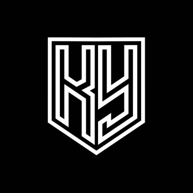 KY Letter Logo monogram kalkan geometrik çizgisi kalkan izole edilmiş biçim tasarım şablonu